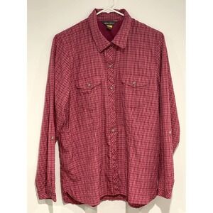 Eddie Bauer Womens Classic Fit Flannel Shirt Plaid Pink/Red/Blue Light Weight L